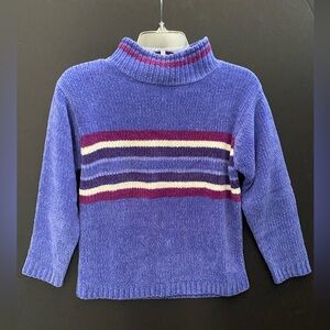 New Moves Acrylic Turtle Neck Sweater Striped Purple Girl’s Winter Vintage